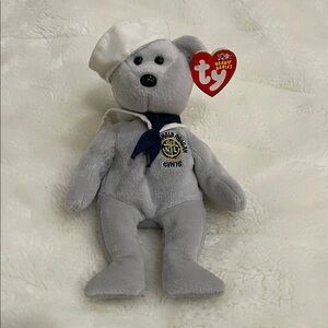 Ty Gray Beanie Baby with White Sailor Hat